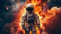 Capturing Moments: A Stunning Portrait Of An Astronaut Amidst A Firestorm