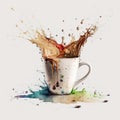 Capturing the Perfect Pour Watercolor Espresso Cup - Generative AI