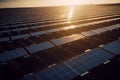 Capturing the Power of the Sun: Aerial View of Solar Farm with Glinting Reflections