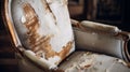 Capturing The Rustic Charm: Antique Satin Armchair With Peeling Paint