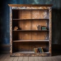 Capturing The Rustic Charm: A Weathered Wood Shelf In A Dark Room