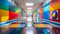 Capturing a School Hallway with Contemporary Art in High Resolution Using a DSLR Camera. Concept Royalty Free Stock Photo