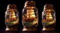 Capturing the Seas: Intricate pirate ship in a bottle