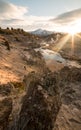 Capturing a sun star over the Sierra Nevada at Sunset Royalty Free Stock Photo