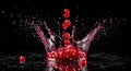 Pomegranate Splash: Seeds Exploding in Red Juice on a Black Background Royalty Free Stock Photo