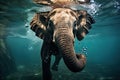 Swimming Elephant Underwater Wildlife Photography Generative AI Royalty Free Stock Photo