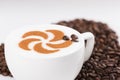Capuccine with coffee beans Royalty Free Stock Photo