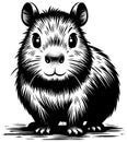 Capybara Baby Linocut Royalty Free Stock Photo