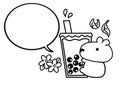Capybara with bubble tea for mascot coloring pages style. Royalty Free Stock Photo