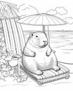 Capybara Coloring Book Page Generative AI