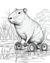 Capybara Coloring Book Page Generative AI
