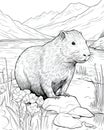 Capybara Coloring Book Page Generative AI