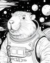 Capybara Coloring Book Page Generative AI