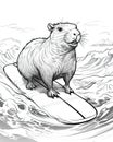 Capybara Coloring Book Page Generative AI