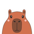 Capybara head icon. Cute cartoon kawaii funny baby character. Water pig. Smiling face head. Contour line doodle. Childish style. Royalty Free Stock Photo