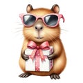 capybara holding a gift box Royalty Free Stock Photo