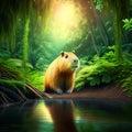 Capybara (Hydrochoerus hydrochaeris) generative AI