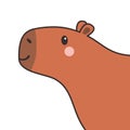 Capybara icon in the corner. Cute cartoon kawaii funny baby character. Water pig. Smiling face. Contour line doodle. Childish