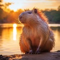 Capybara in morning light Royalty Free Stock Photo