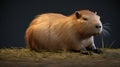 Capybara resting on the ground. generative ai Royalty Free Stock Photo