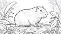 Capybara Coloring Page Cute Rodent Sketch Royalty Free Stock Photo