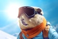 Capybara in snowglasses ski goggles