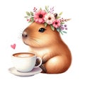 Capybara standing on a coffee cup Royalty Free Stock Photo