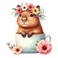 Capybara standing on a coffee cup Royalty Free Stock Photo