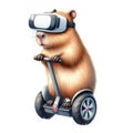 capybara standing on a segway Royalty Free Stock Photo