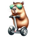 capybara standing on a segway Royalty Free Stock Photo