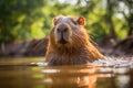 Capybara in water Wild animal Royalty Free Stock Photo