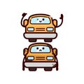 Cute clean and dirty car mascot design illustration