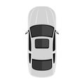 Car from above, top view. Cute cartoon car with shadows. Modern urban civilian vehicle. One of the collection or set. Simple icon