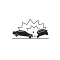 Car accident black vector concept icon. Car accident flat illustration, sign Royalty Free Stock Photo