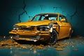 Car accident, broken damaged body metal. Life insurance, technology. AI generated