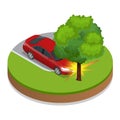 Car accident. Car crash. Flat 3d vector isometric illustration.