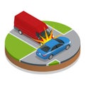 Car accident. Car crash. Flat 3d vector isometric illustration. Royalty Free Stock Photo