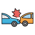 Car accident collision Isolated Vector icon that can be easily modified or edited