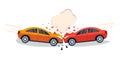 Car accident comic style vector illustration