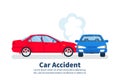 Car accident concept. Transport incident, cartoon style. Royalty Free Stock Photo