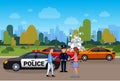 Car Accident Or Crash, Collision On Road With Male And Female Driver And Police Officer Royalty Free Stock Photo