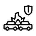 Car accident crash insurance icon vector outline illustration