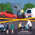 Car Accident Flat Style Illustration Royalty Free Stock Photo