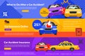 Car accident insurance online sale free consultation landing page collection vector illustration