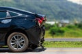 Car accident involving two cars on the road