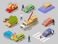 Car accident isolated vector isometric 3d set Royalty Free Stock Photo