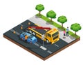 Car Accident Isometric Composition