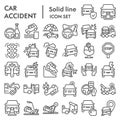 Car accident line icon set. Road traffic signs collection, sketches, logo illustrations, web symbols, outline style Royalty Free Stock Photo
