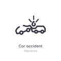 car accident outline icon. isolated line vector illustration from insurance collection. editable thin stroke car accident icon on