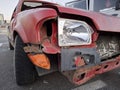 Car after an accident. Passenger car in wreck condition after road accident Royalty Free Stock Photo